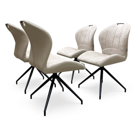 Full frontal view of the 'Raul' Pebble Fabric Swivel Dining Chair.