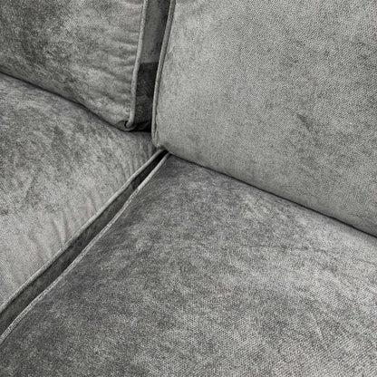 Close-up of the Kingston Grey fabric, showing the fine weave texture and sophisticated neutral tone.