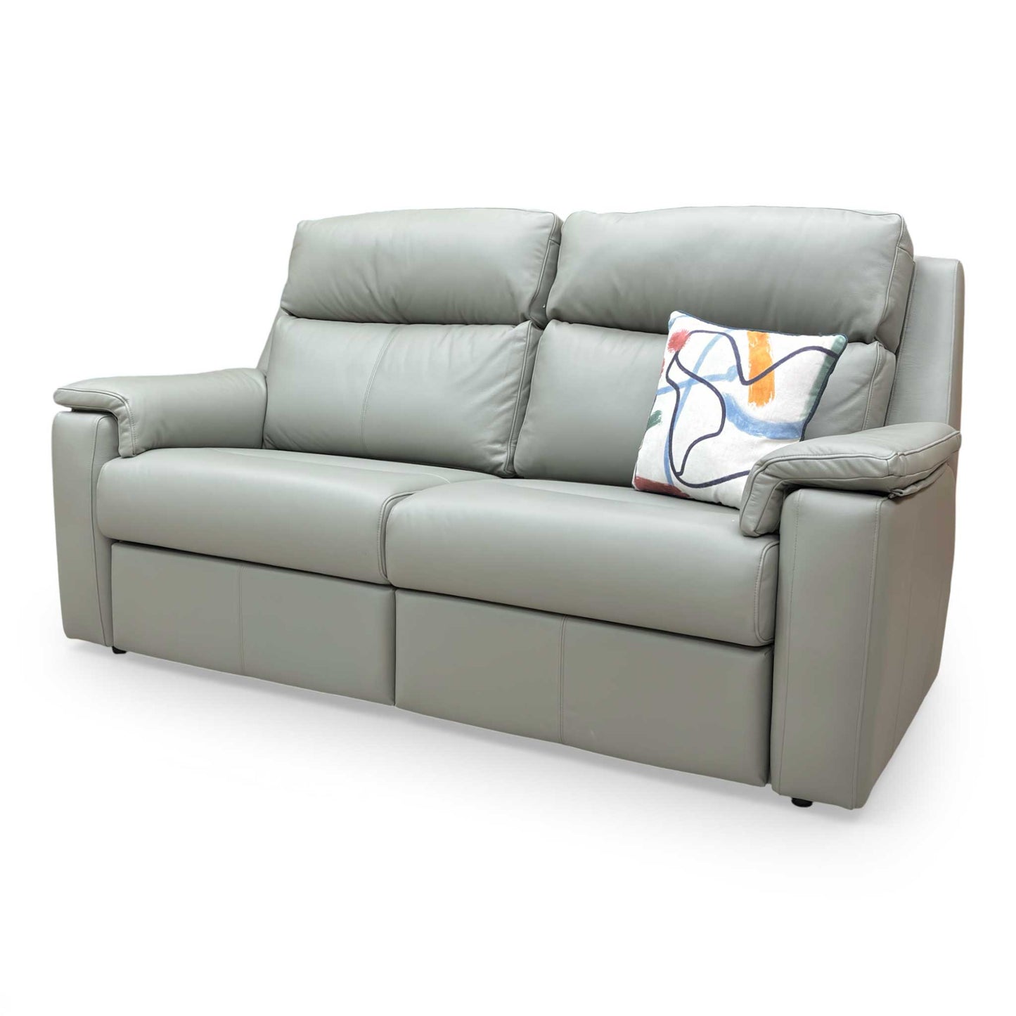 Side perspective of the Thornbury sofa highlighting the wide, cushioned armrests and premium leather finish.