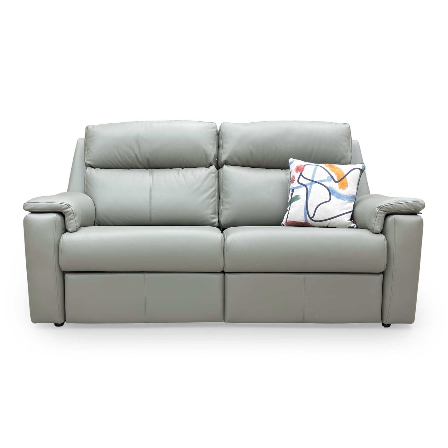 Front view of the G Plan 'Thornbury' 3-seater sofa in Cambridge Olive leather, showcasing its classic high-back design.