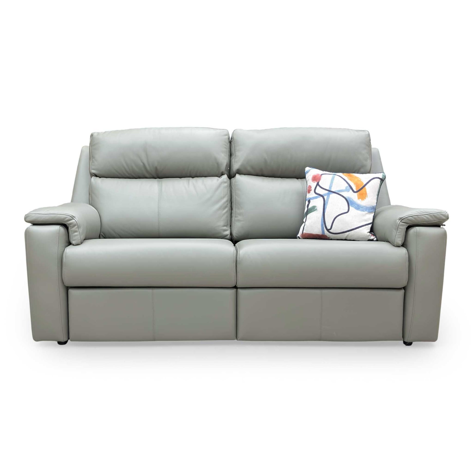 Front view of the G Plan 'Thornbury' 3-seater sofa in Cambridge Olive leather, showcasing its classic high-back design.