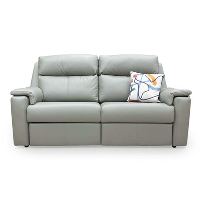 Front view of the G Plan 'Thornbury' 3-seater sofa in Cambridge Olive leather, showcasing its classic high-back design.