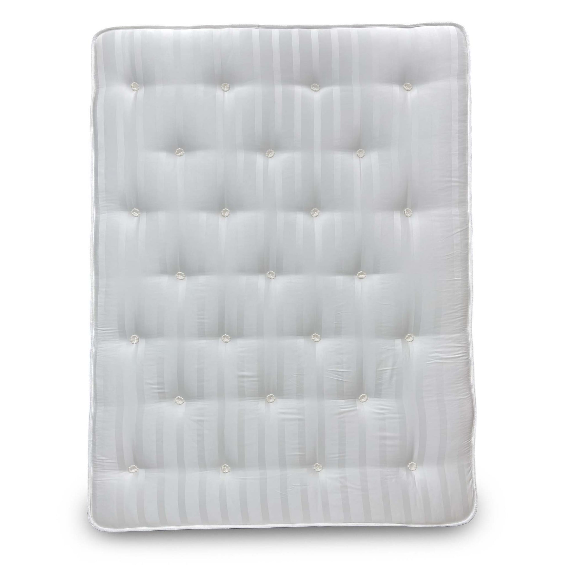 Full  view of the 'Chiropedic' King Size mattress, showcasing the traditional hand-tufted white top and side border.