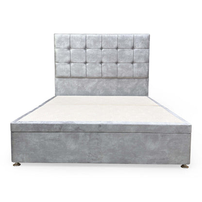 Front-on view of the headboard and base, showcasing the clean lines and contemporary design.