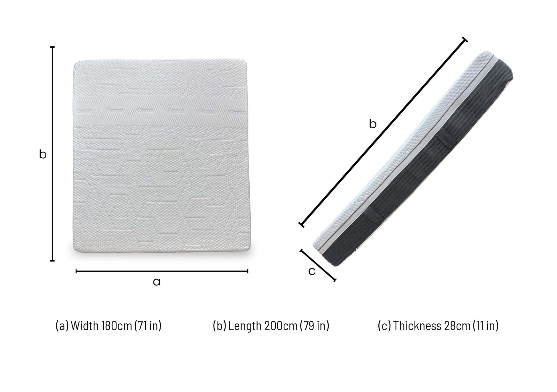 Dimensional diagram for the Super King mattress