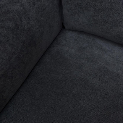 ‘Orka’ Black Plaza Linen Non Quilted Power Recliner Armchair + Large Storage Footstool