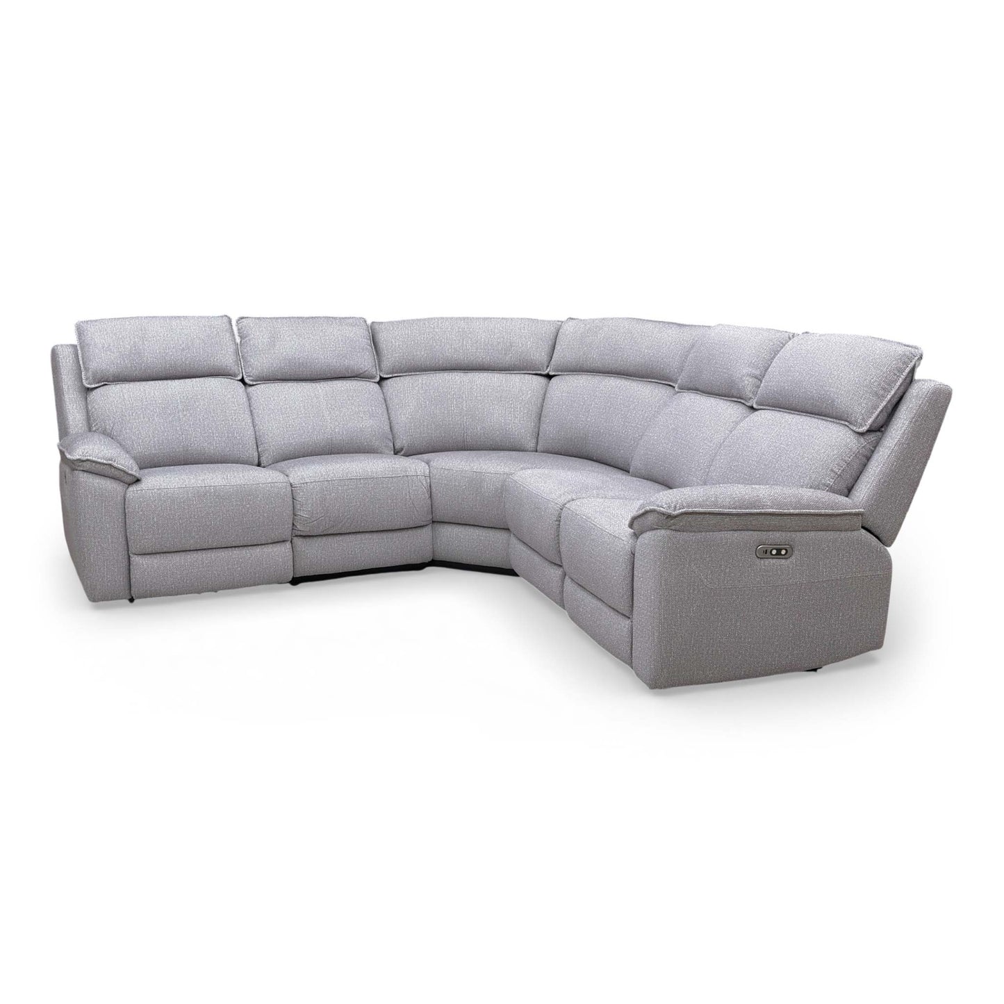 Angle View of the sofa highlighting the modern silhouette and the high-back design.