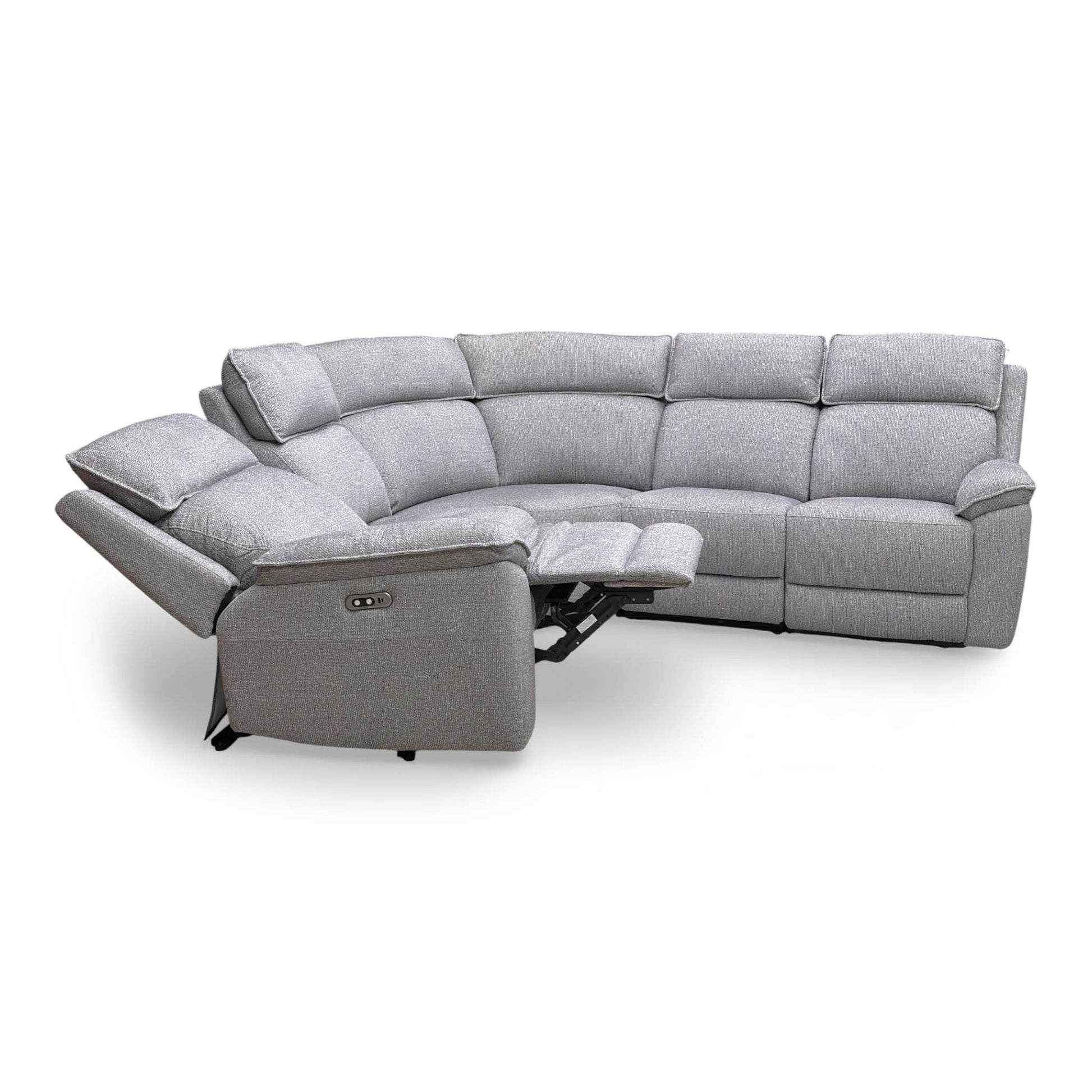 Side view of the sofa highlighting the modern silhouette and the high-back design.