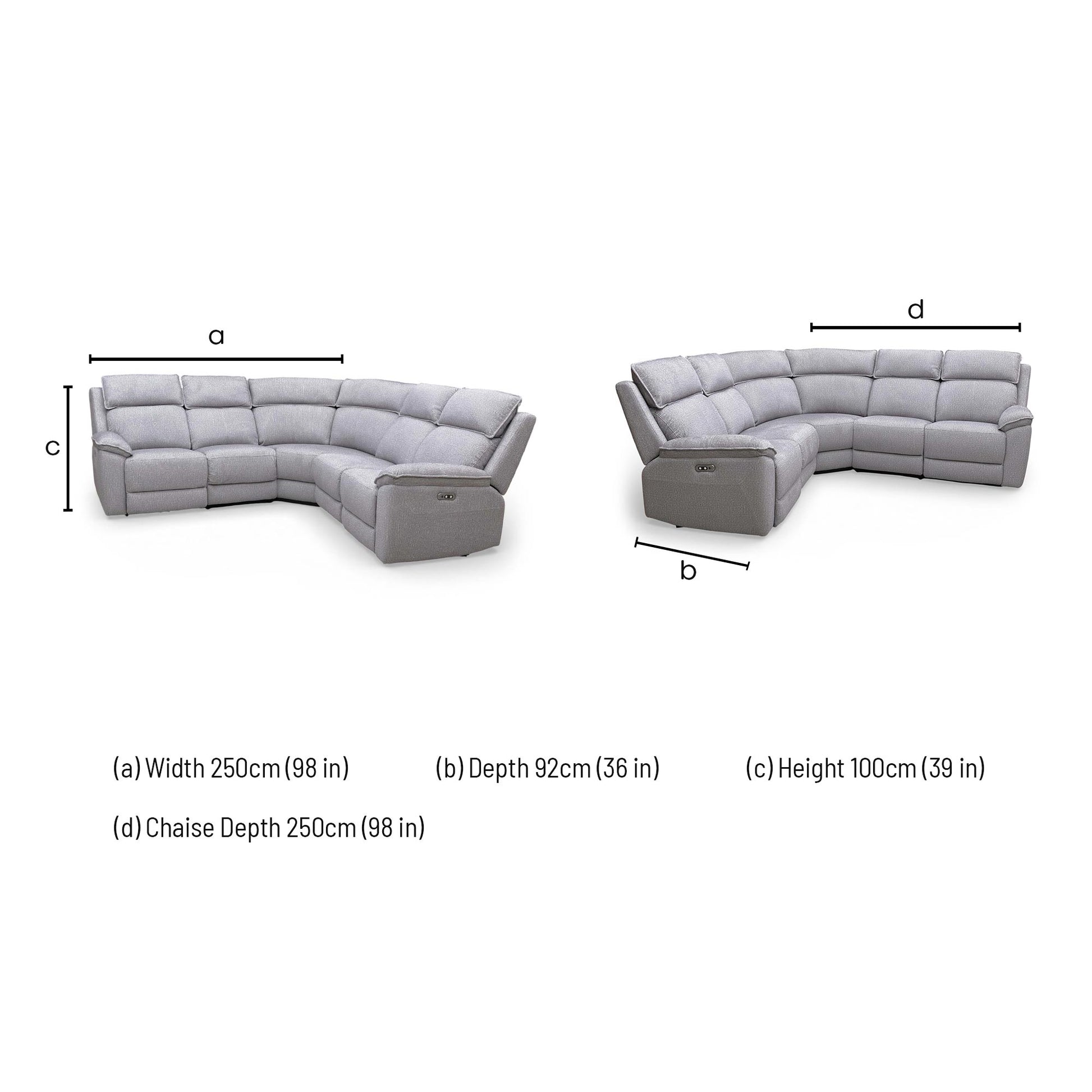 Dimensions for the 'Blaine' 2 Corner 2 Sofa