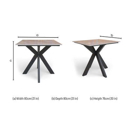 Dimensions for the 'Kyoto' Square Dining Table