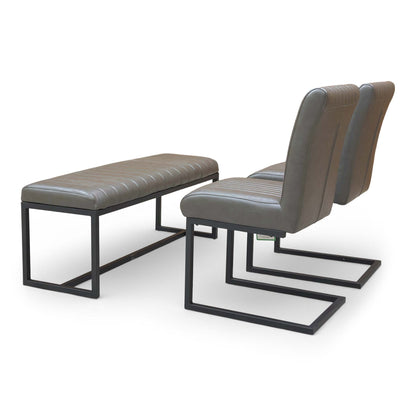 Detailed view of the 120cm dining bench, highlighting its rectangular shape and metal support legs.