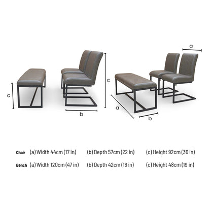 Dimensions for the Arthur Dining Set