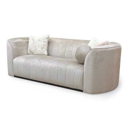 Detailed view of the sofa's corner and leg design, emphasizing the quality of the upholstery.