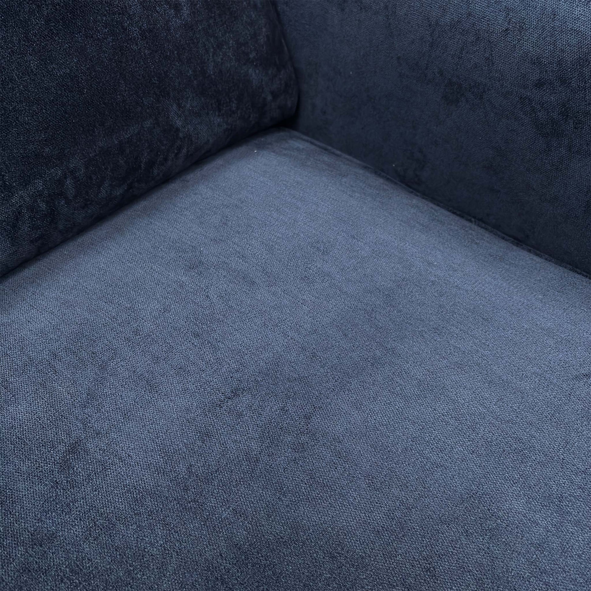 Close-up of the navy blue Kingston fabric, showcasing the fine weave and rich color depth.