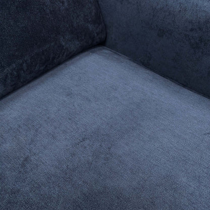 Close-up of the navy blue Kingston fabric, showcasing the fine weave and rich color depth.