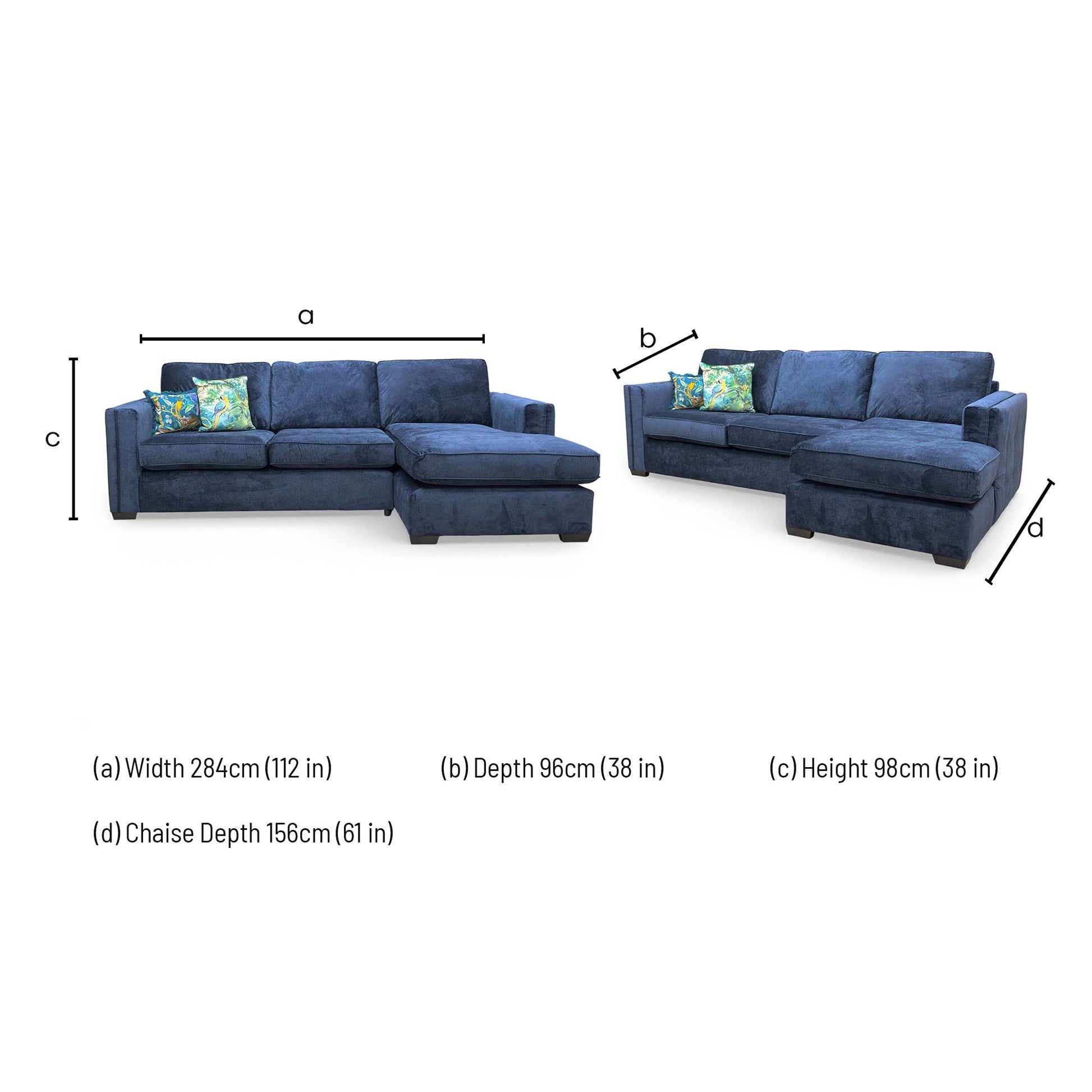 Dimensions for the 'Chelsea' Large Right Hand Facing Corner Chaise Sofa