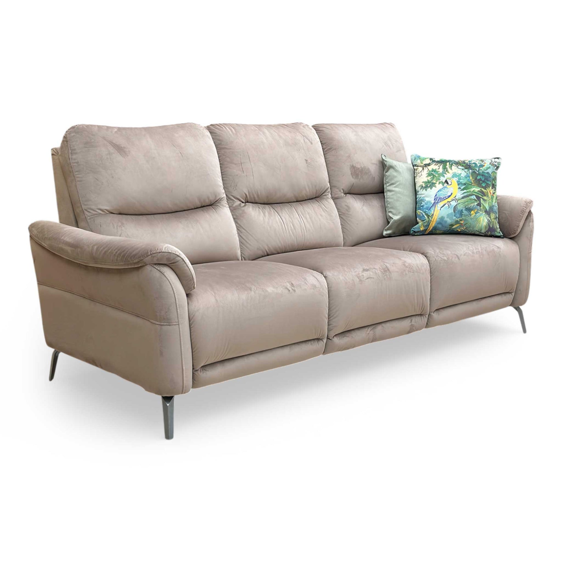 Full view of the ‘Daytona’ 3 Seater Sofa in Opulence Cedar velvet, featuring a classic design with plush back cushions and rich earthy tones.