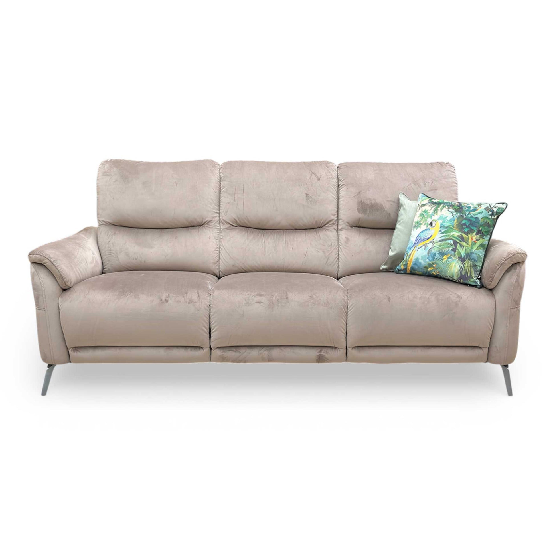 Front view of the ‘Daytona’ 3 Seater Sofa in Opulence Cedar velvet, featuring a classic design with plush back cushions and rich earthy tones.