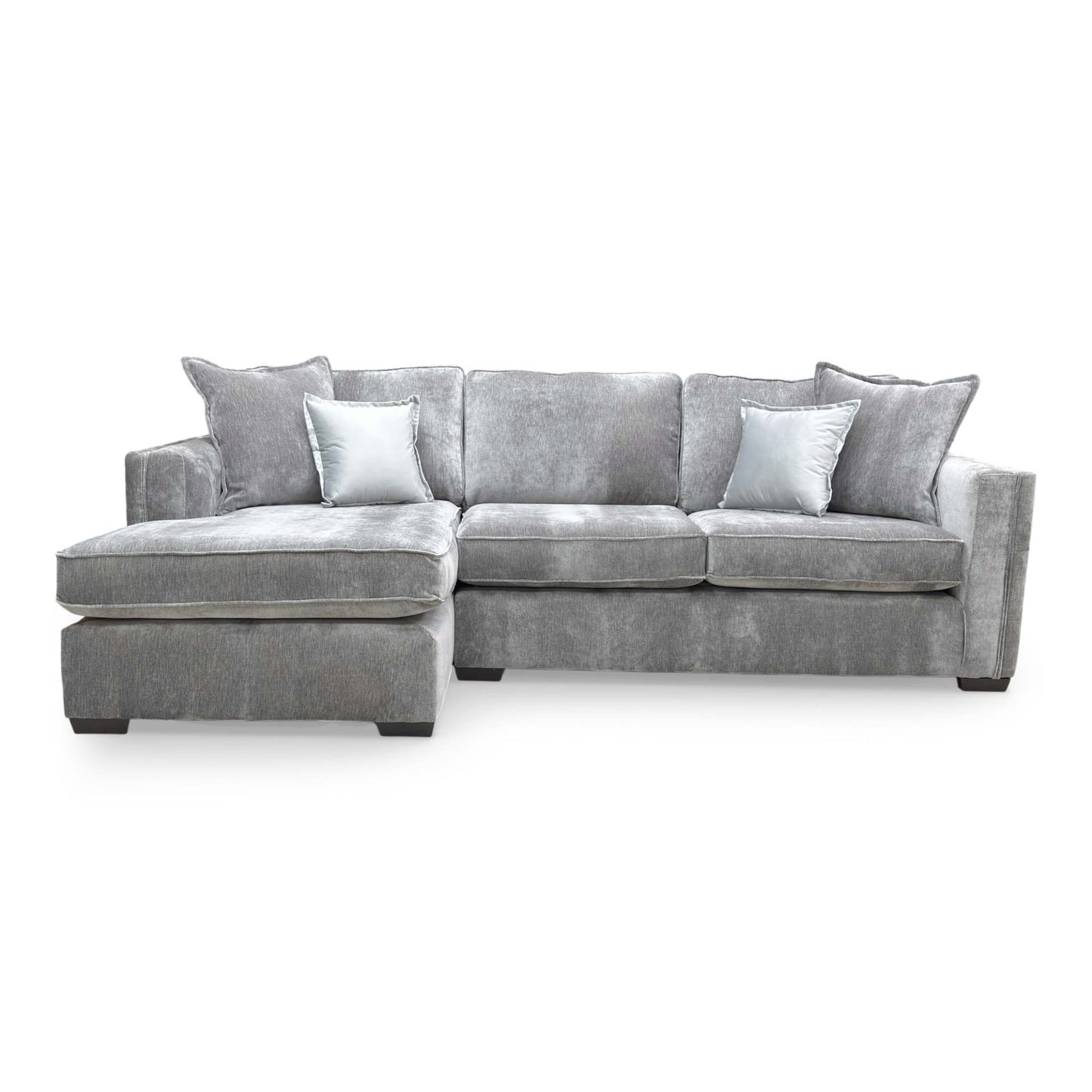 Detailed shot of the left-hand facing chaise extension, demonstrating the large lounging area.