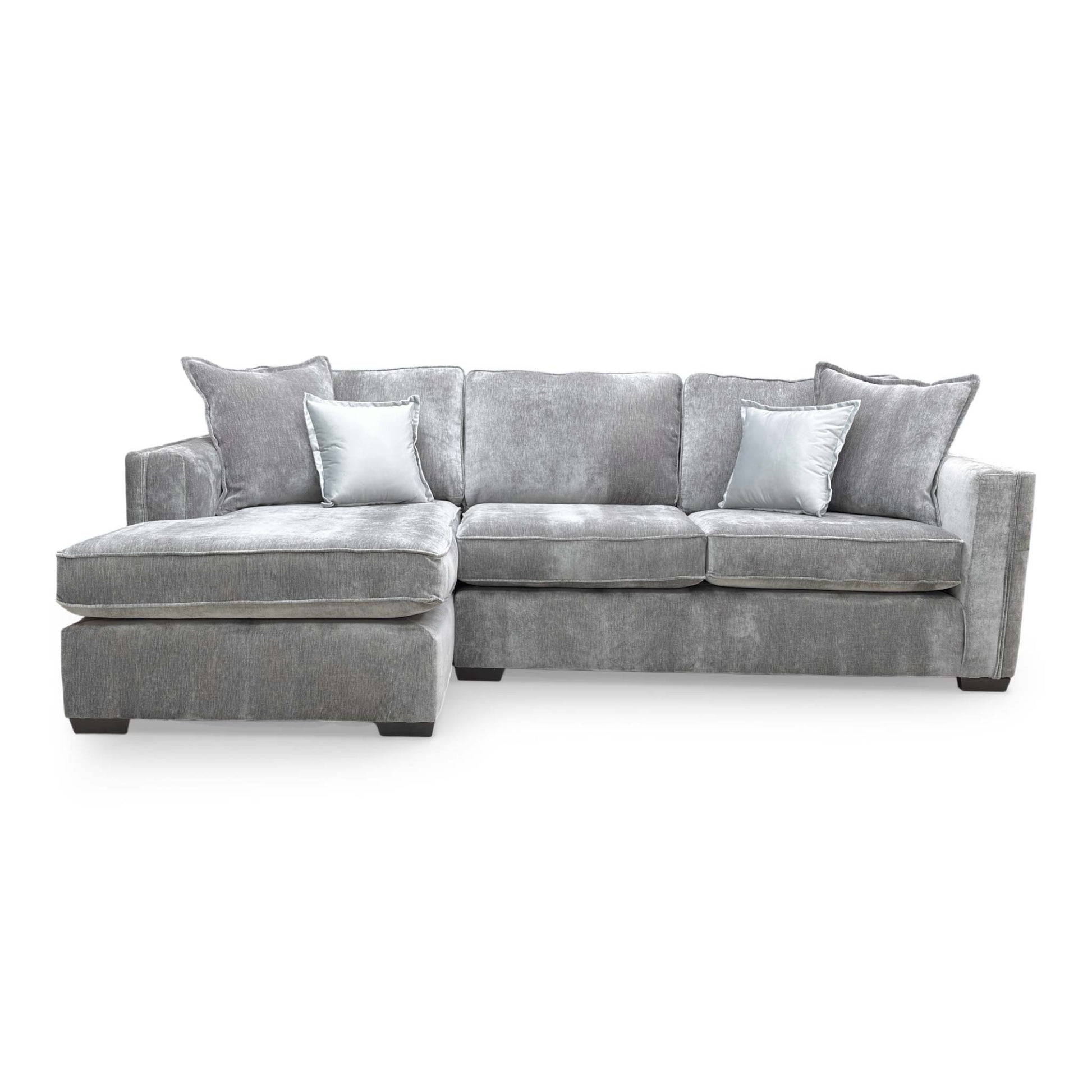 Detailed shot of the left-hand facing chaise extension, demonstrating the large lounging area.