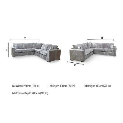 Dimensions for the 'Chelsea' 2-Corner-2 Sofa
