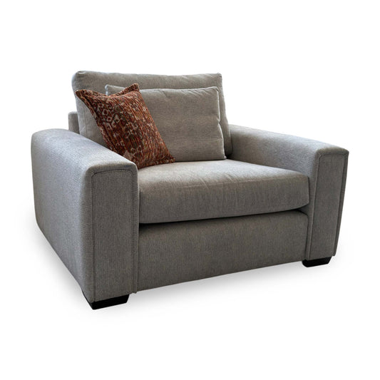 ‘Burton' Light Grey Tight Weave Fabric Love Seat