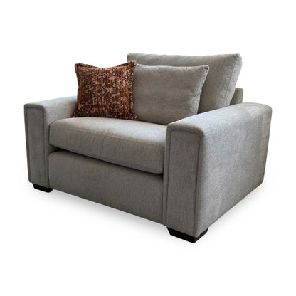 ‘Burton' Light Grey Tight Weave Fabric Love Seat