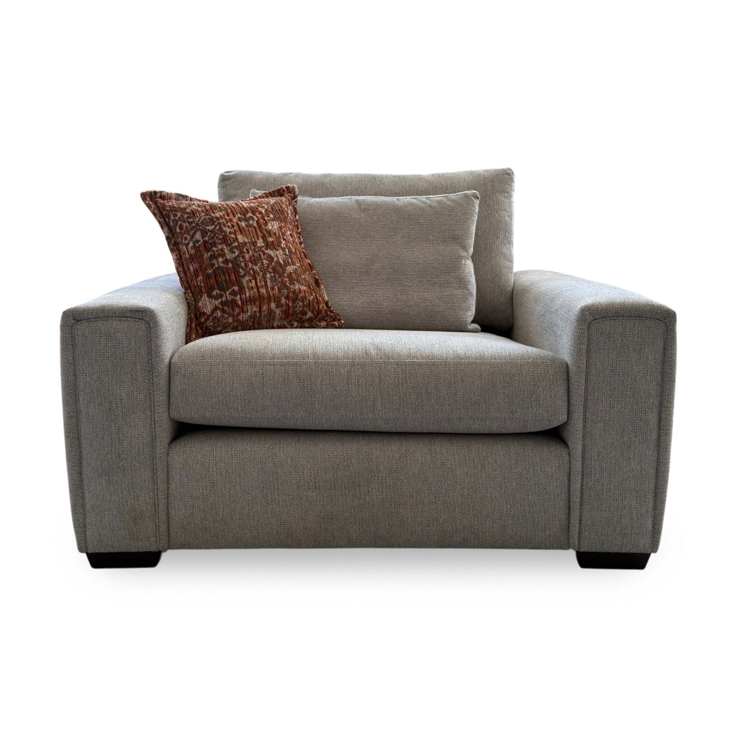 ‘Burton' Light Grey Tight Weave Fabric Love Seat