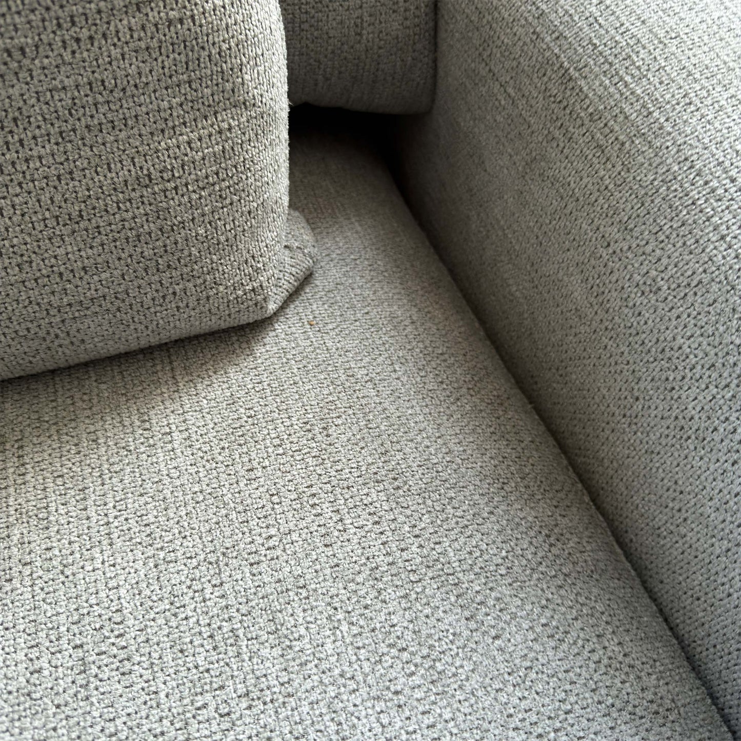 ‘Burton' Light Grey Tight Weave Fabric Love Seat