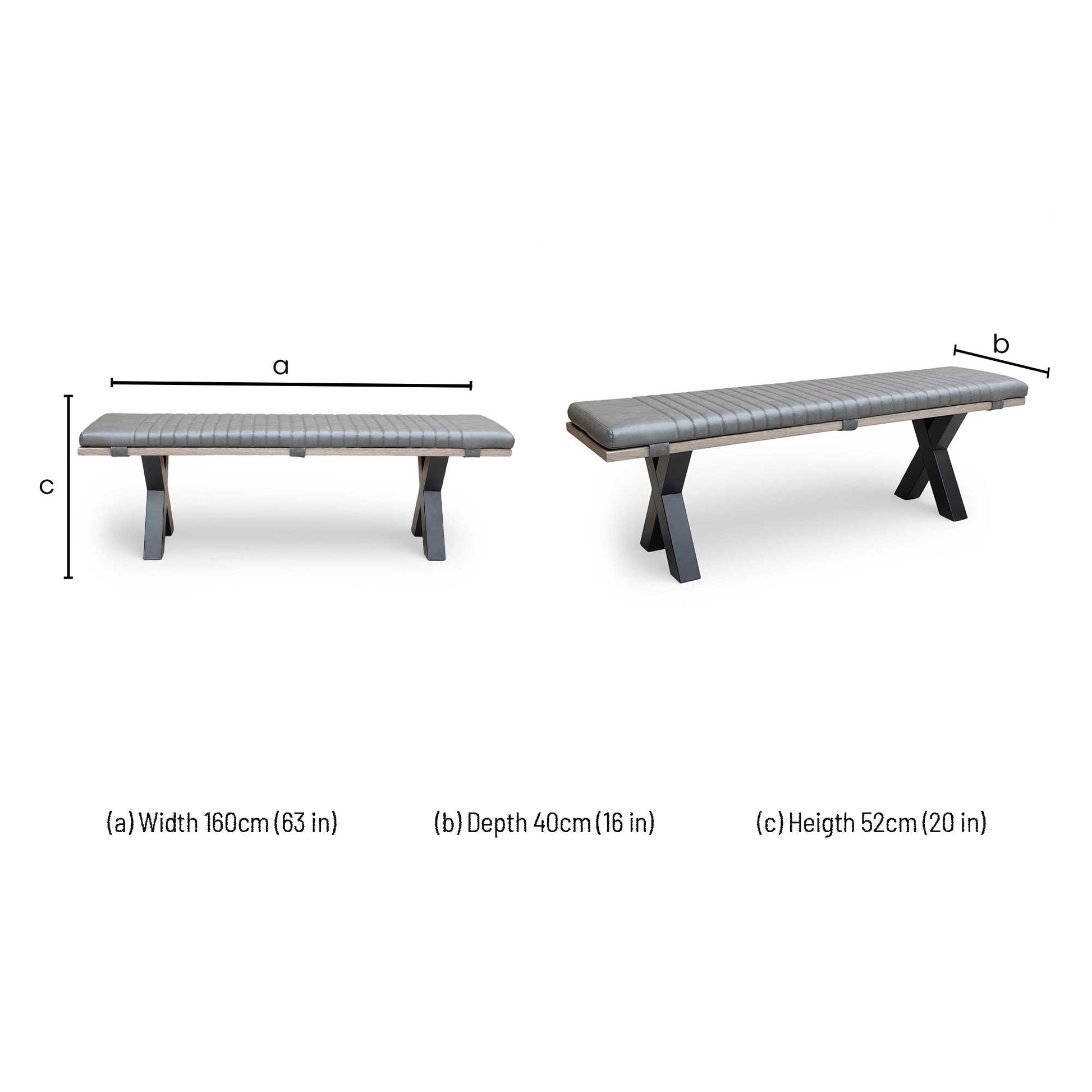 Dimensions for the Bodahl Terra 160cm Dining Bench