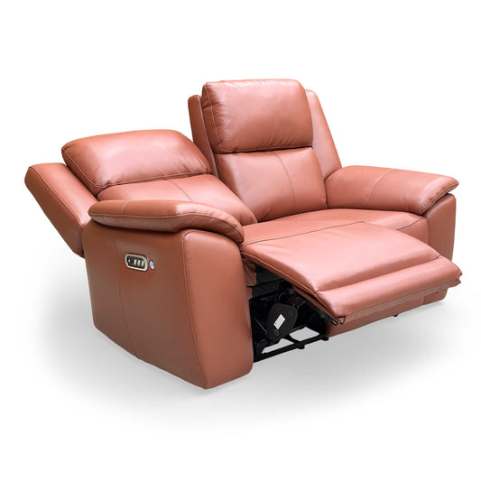 'Utah' Natural Redmaple La-4826 Leather 2 Seater Power Recliner Sofa with Power Headrests, Power Lumbar and Heated Seats