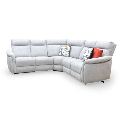 Angle shot of the curved armrest and stitch detailing, showcasing the contemporary aesthetic.