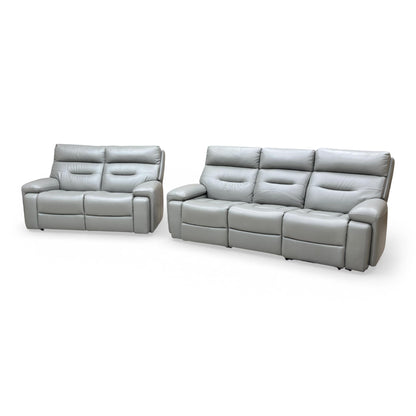 Angle shot of the micro-adjustable power headrests, demonstrating the ergonomic support options.