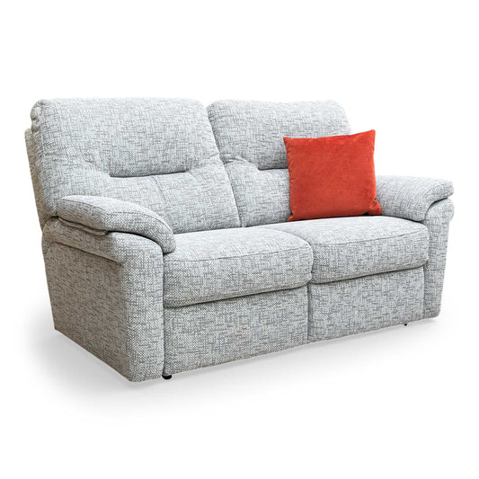 Wide front-facing view of the G Plan 'Seattle' 2.5-seater sofa in light grey Remco fabric.