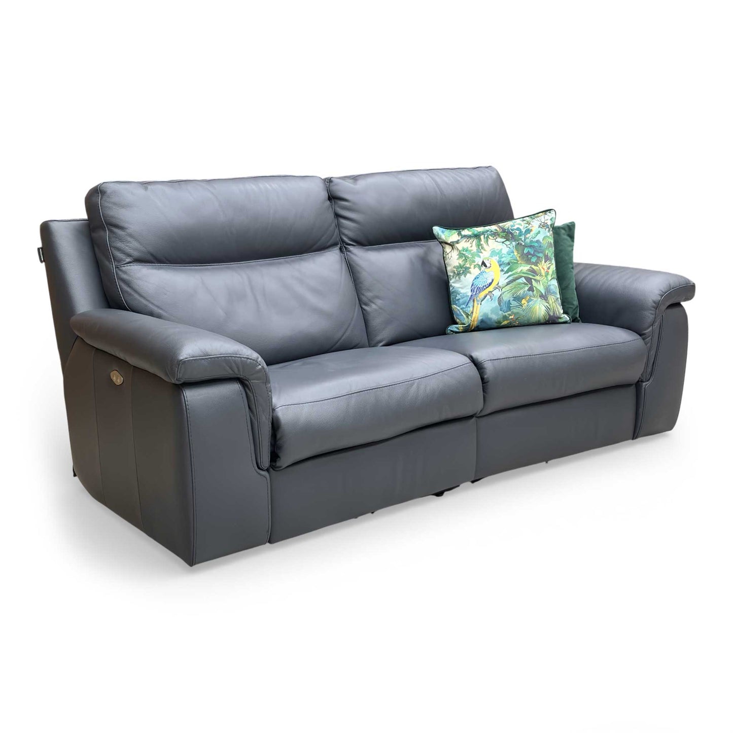 Angle shot showing the sofa in a semi-reclined position for relaxed lounging.
