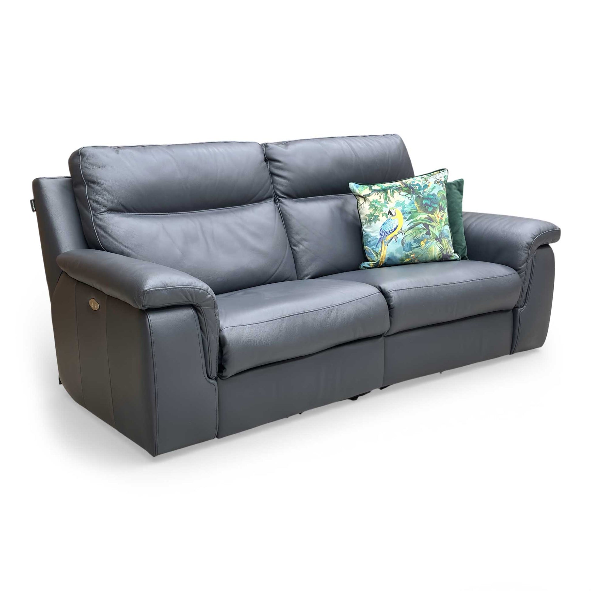 Angle shot showing the sofa in a semi-reclined position for relaxed lounging.