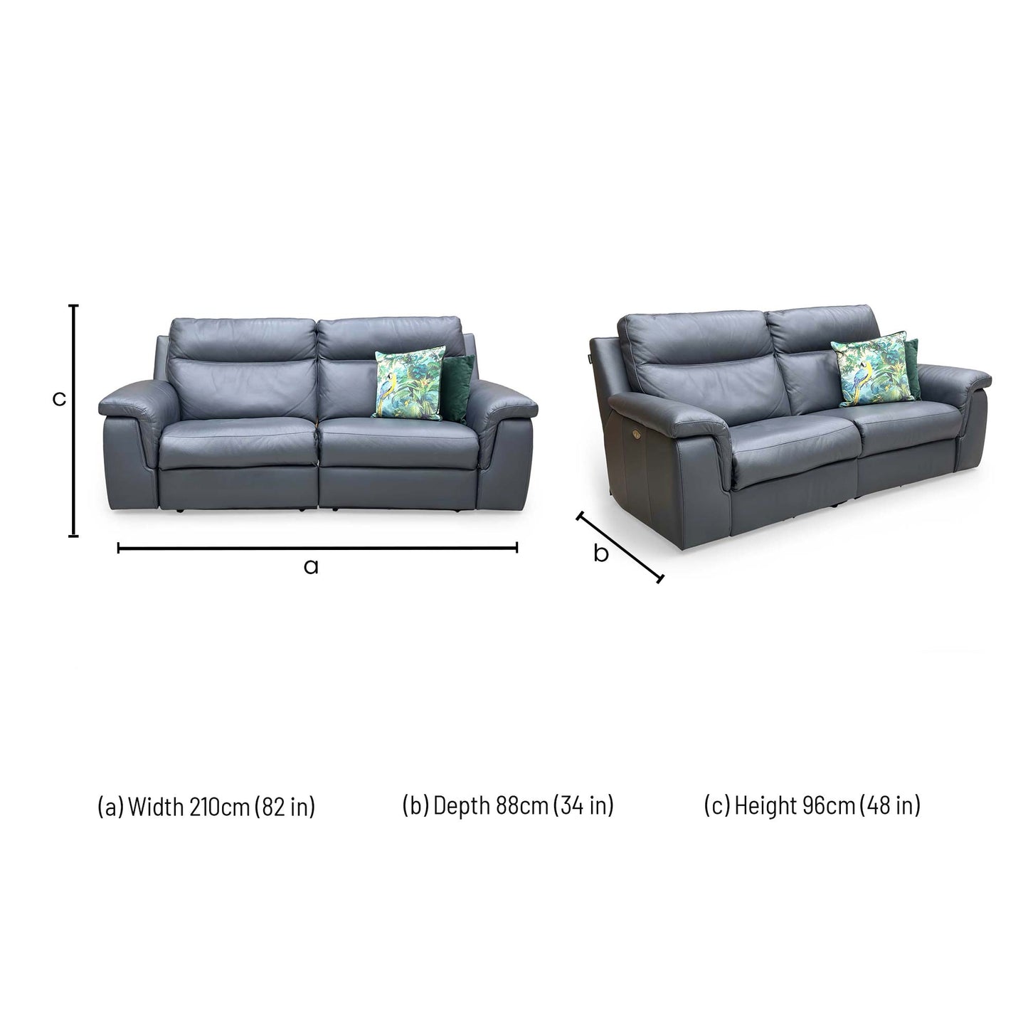 Dimensions for the Nicoletti Paolo 3 Seater Power Recliner