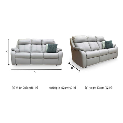 Dimensions for the G Plan 'Kingsbury' L842 Cambridge Grey Leather 3 Seater Sofa