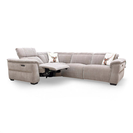 'Inca' Manhattan Nutmeg 58005 Fabric Double Power Recliner Corner Sofa with Power Headrests
