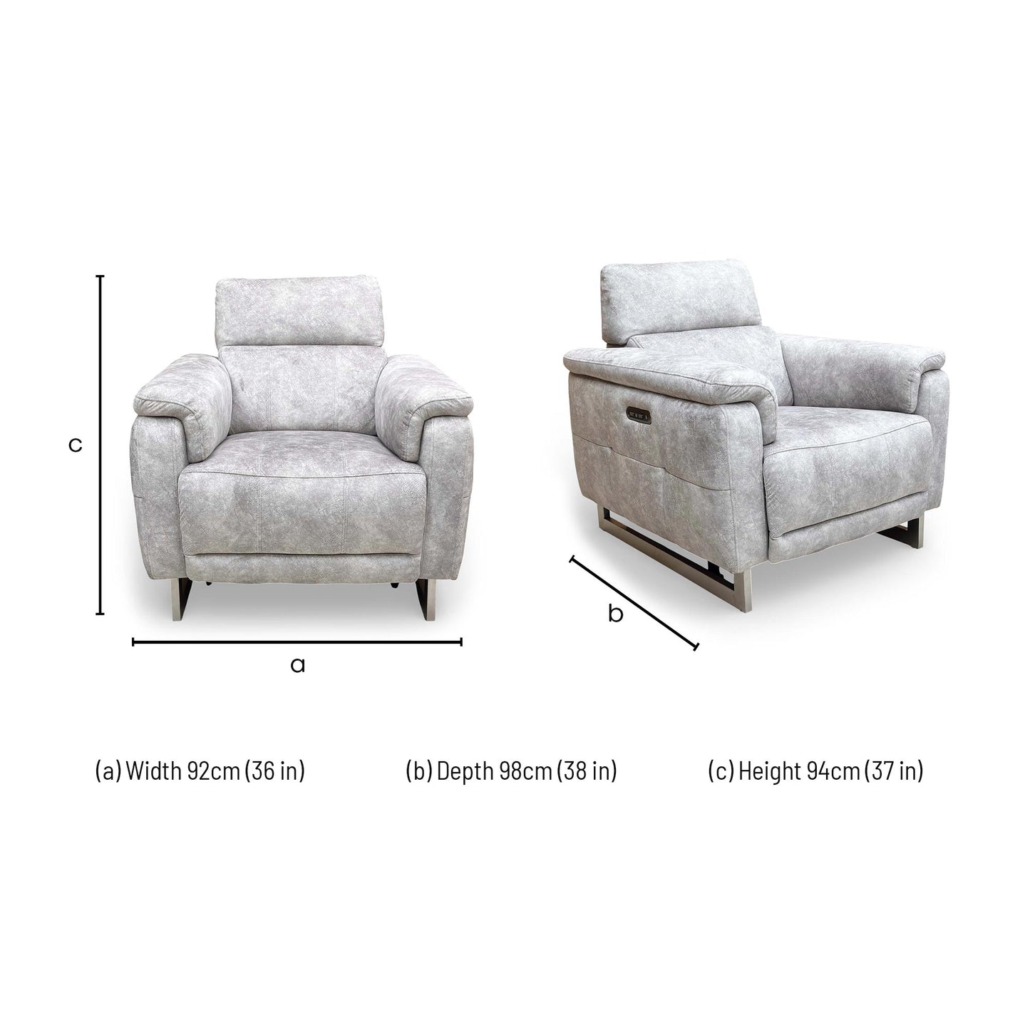 Dimensions for the Elphaba Cotton White Leather Chair