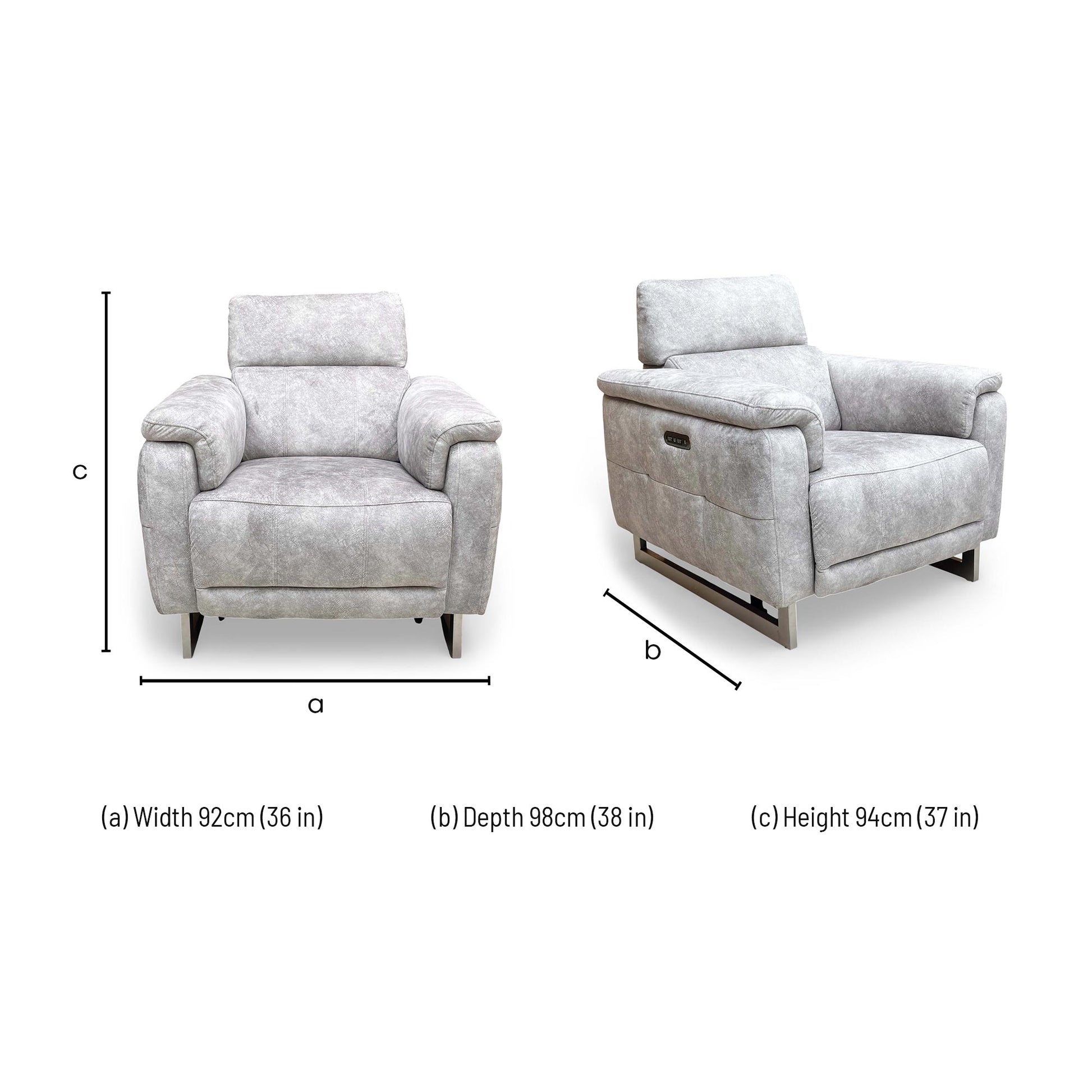 Dimensions for the Elphaba Cotton White Leather Chair