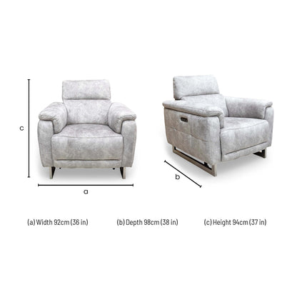 Dimensions for the Elphaba Cotton White Leather Chair