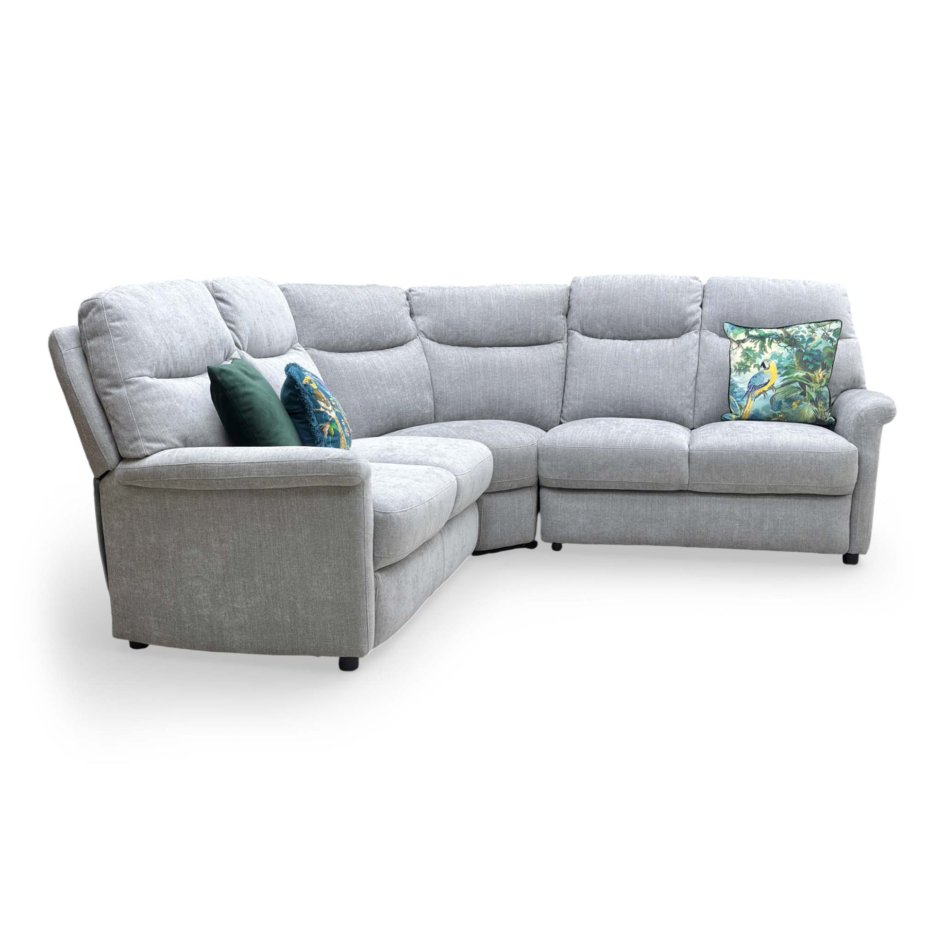 Side profile of the sofa, illustrating the 98cm depth and streamlined armrests.