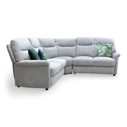 Side profile of the sofa, illustrating the 98cm depth and streamlined armrests.