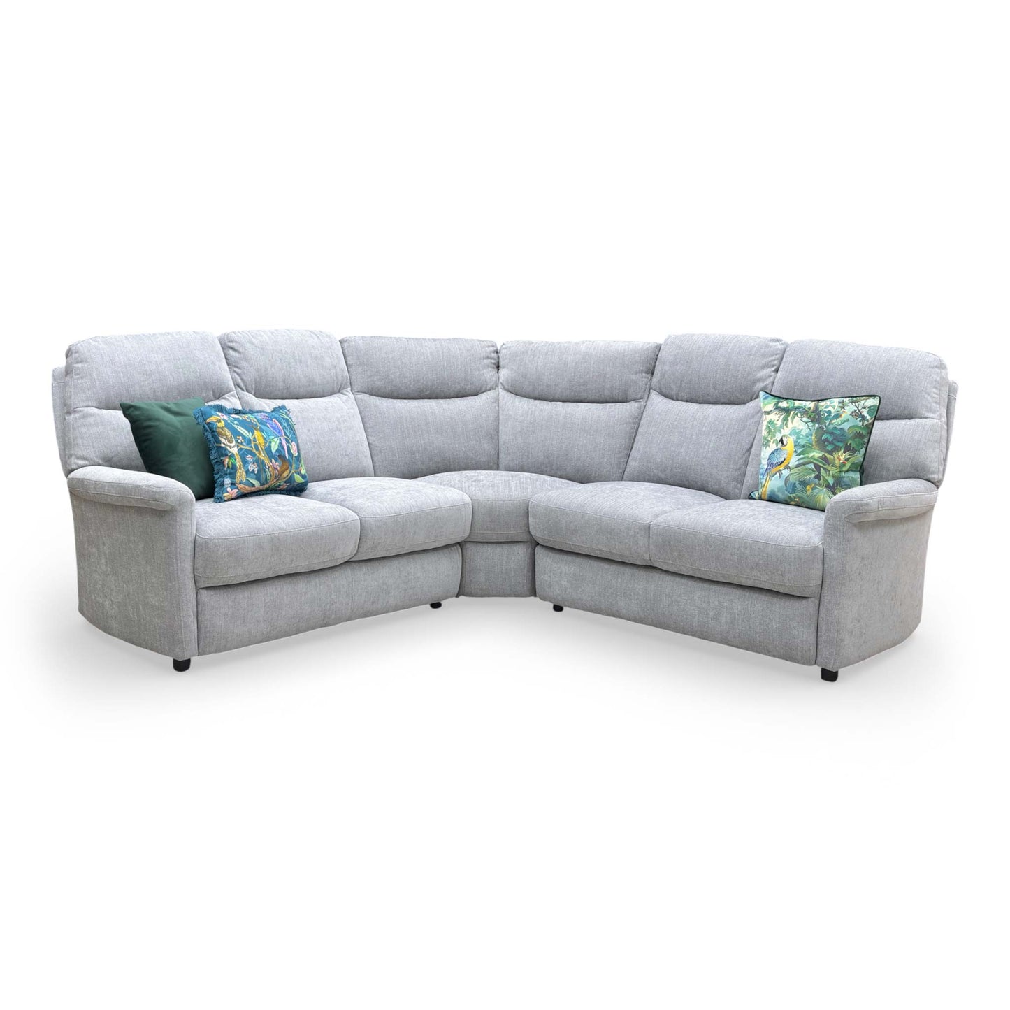 Front view of the Lille large corner sofa upholstered in Pewter heavy-duty fabric.