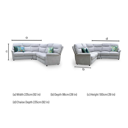 Dimensions for the Lille Large Corner Sofa