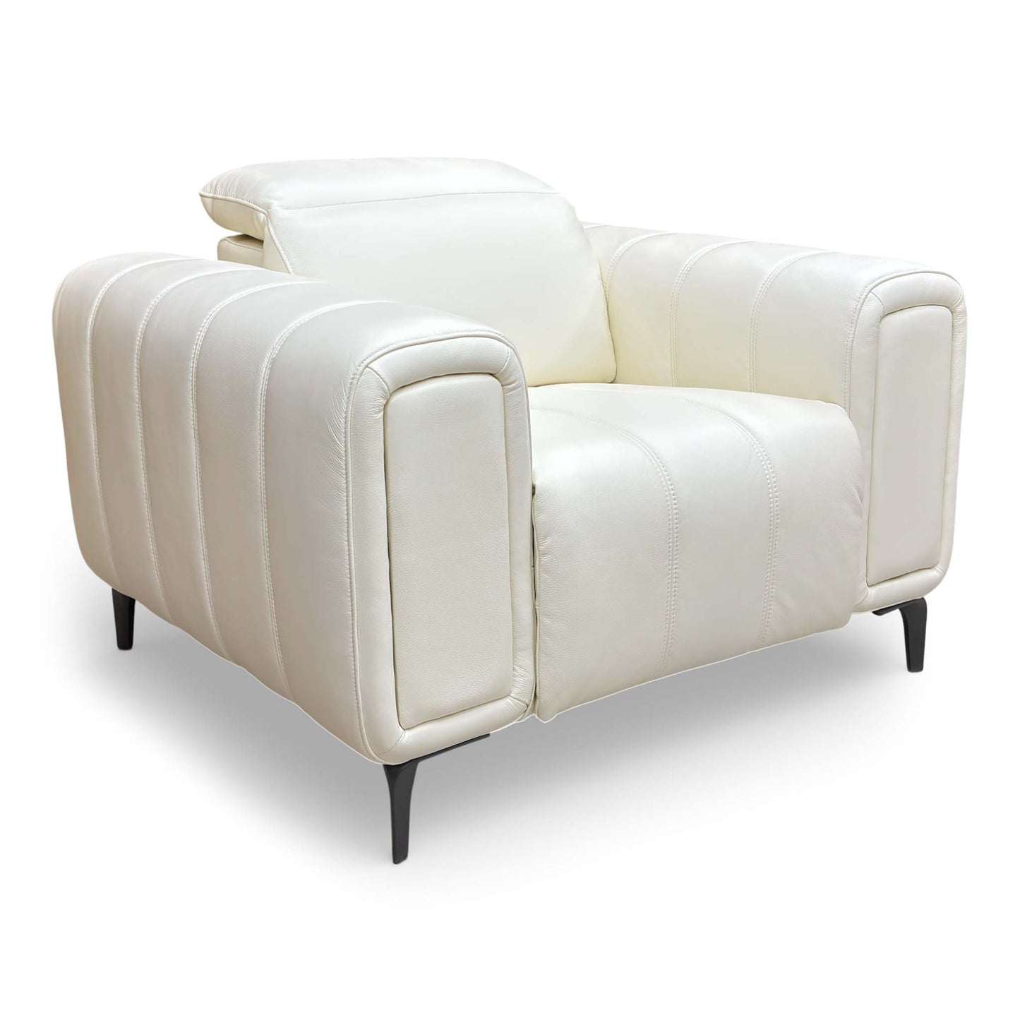 Close-up of the sleek metal legs that provide a modern aesthetic and sturdy base.