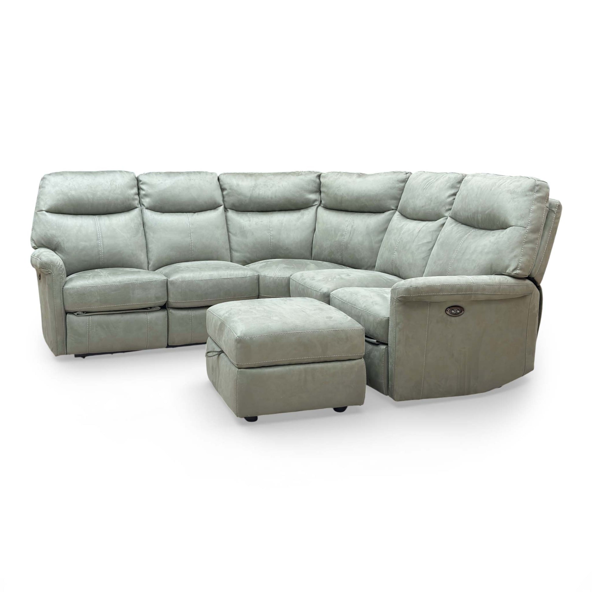 Detailed shot of the durable Olive-toned fabric texture and contrast stitching.