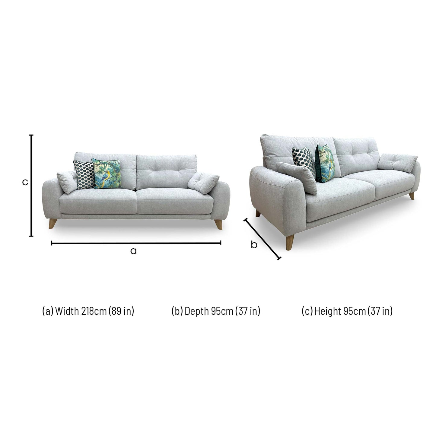 Dimensions for the Malmo 3 Seater Sofa