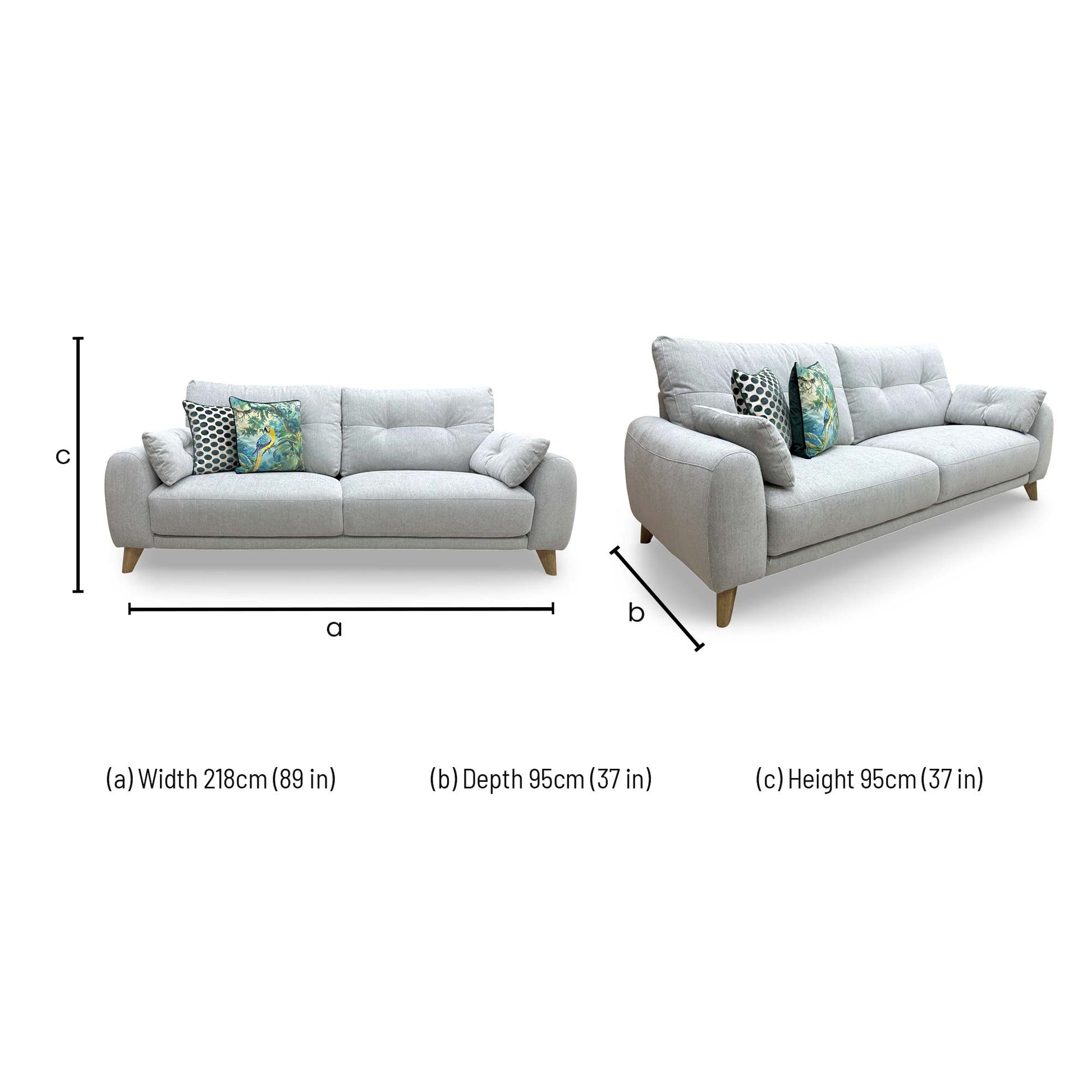 Dimensions for the Malmo 3 Seater Sofa